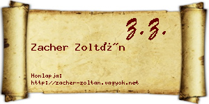 Zacher Zoltán névjegykártya